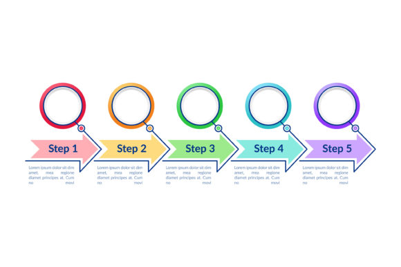Colored Circle Steps Vector Infographic