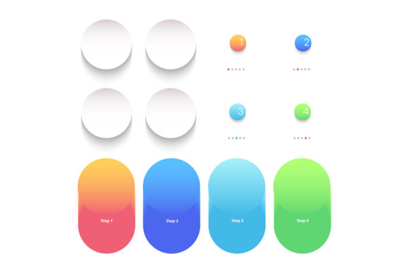 Round Bright Gradient Vector Infographic Graphics